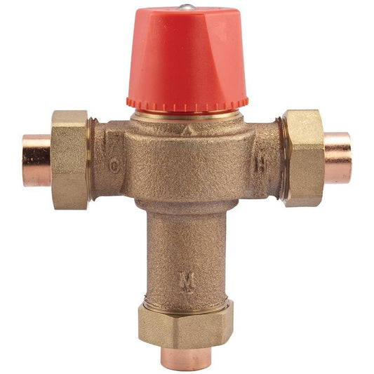 Watts 0559109 -  LFL1170-M2-US-34 Lead Free 3/4" Hot Water Temperature Mixing Valve with Solder Union End Connections, Adjustable Out 60-120 F 