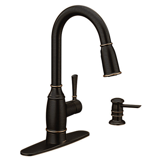 Moen 87791BRB NOELL™ Single Handle High Arc Kitchen Faucet with Pull Down Sprayer in Mediterranean Bronze 