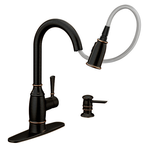 Moen 87791BRB NOELL™ Single Handle High Arc Kitchen Faucet with Pull Down Sprayer in Mediterranean Bronze 