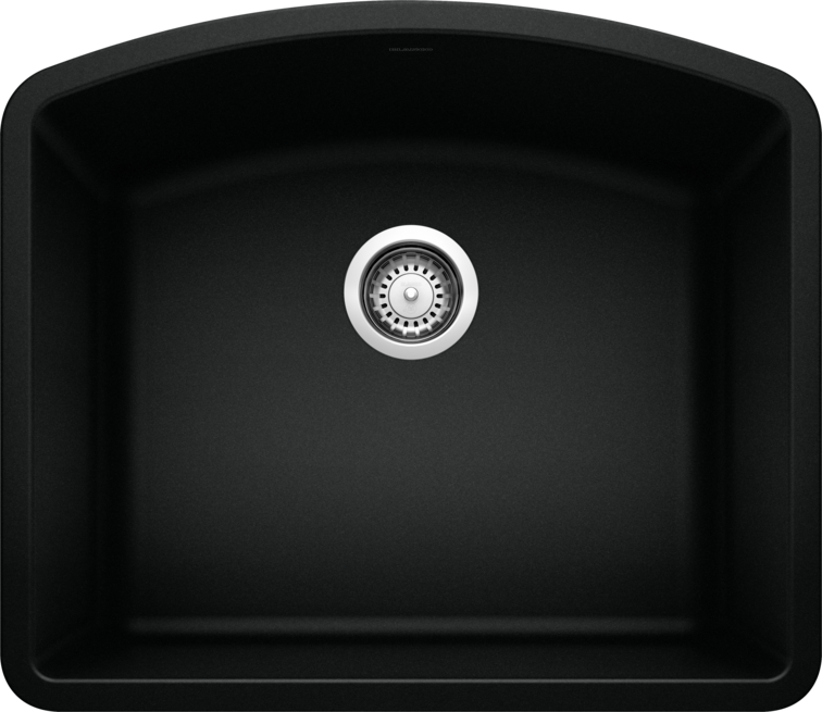 Blanco 402617 DIAMOND U 1 Undermount Single Bowl Silgranit Kitchen Sink - Coal Black | Plumbers Center