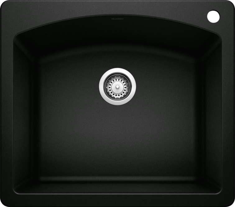 Blanco 402616 DIAMOND 1 Single Bowl Drop-In Silgranit Kitchen Sink - Coal Black | Plumbers Center