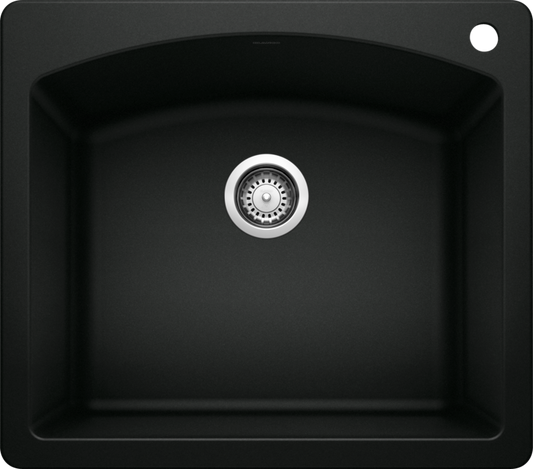 Blanco 402616 DIAMOND 1 Single Bowl Drop-In Silgranit Kitchen Sink - Coal Black | Plumbers Center