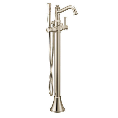 Moen 9025NL Belfield Free Standing Floor Mounted One-Handle Tub Filler with Hand Shower, Polished Nickel 