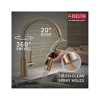 Delta 9159-CZ-DST Trinsic Single Handle Kitchen Faucet with Pulldown Sprayer - Champagne Bronze 