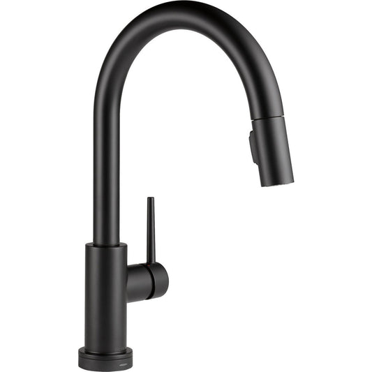 Delta 9159T-BL-DST Trinsic 1-Handle Touch Kitchen Faucet with Pull-Down Sprayer & Touch2O Technology, Matte Black | Plumbers Center