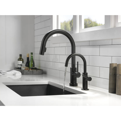 Delta 1930-BL-DST Contemporary Round 1-Hole Deck Mounted Beverage Faucet with Single Handle in Matte Black 