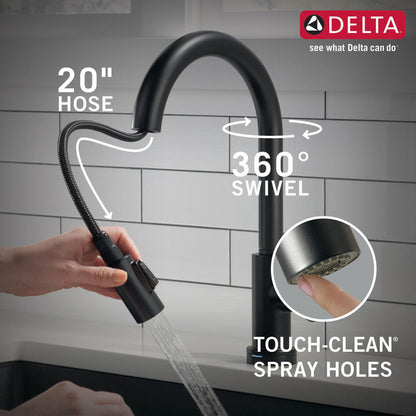 Delta 9159T-BL-DST Trinsic 1-Handle Touch Kitchen Faucet with Pull-Down Sprayer & Touch2O Technology, Matte Black 