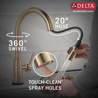 Delta 9159T-CZ-DST Trinsic 1-Handle Touch Kitchen Faucet with Pull-Down Sprayer & Touch2O Technology, Champagne Bronze