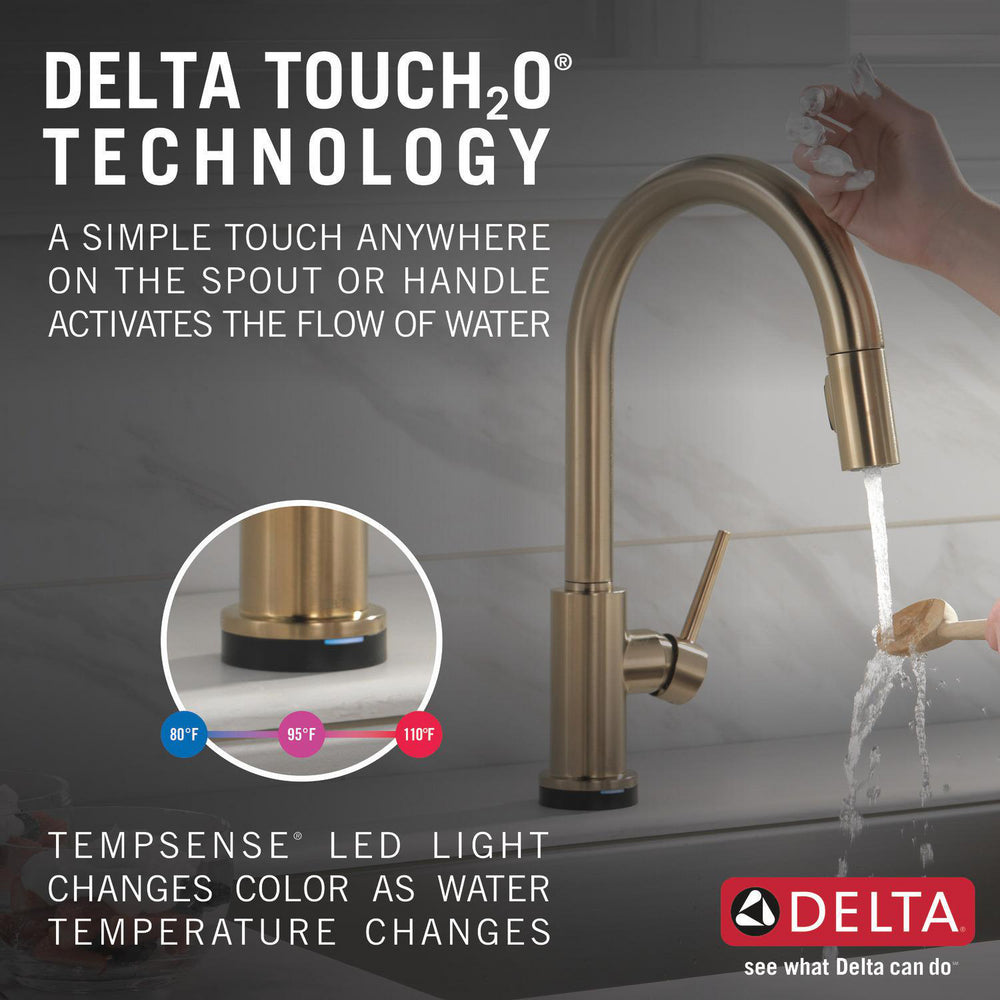 Delta 9159T-CZ-DST Trinsic 1-Handle Touch Kitchen Faucet with Pull-Down Sprayer & Touch2O Technology, Champagne Bronze 