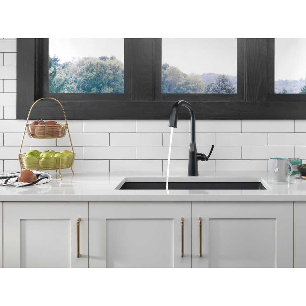 Delta 9176-BL-DST Stryke 1-Handle Kitchen Faucet with Pulldown Sprayer in Matte Black Finish 