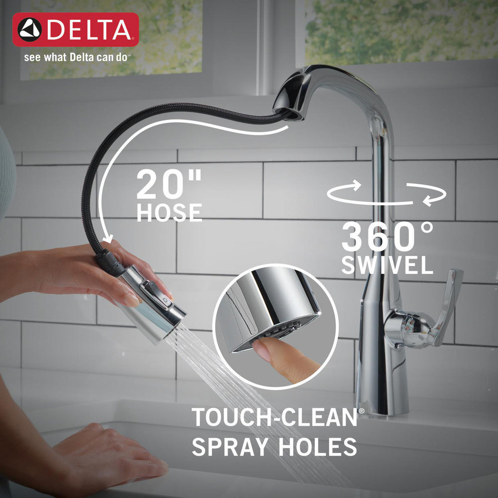 Delta 9176-PR-DST Stryke 1-Handle Kitchen Faucet with Pulldown Sprayer in Chrome 