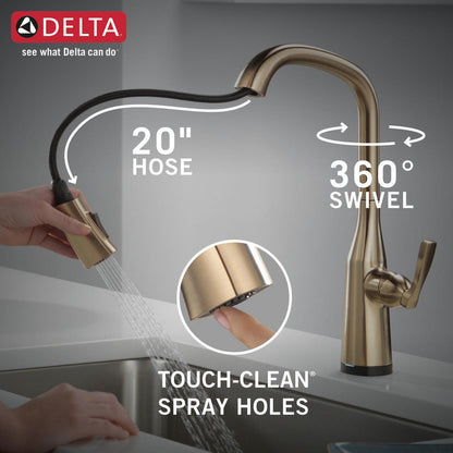 Delta 9176T-CZ-PR-DST Stryke 1-Handle Kitchen Faucet with Touch2O Technology and Pulldown Sprayer in Champagne Bronze 