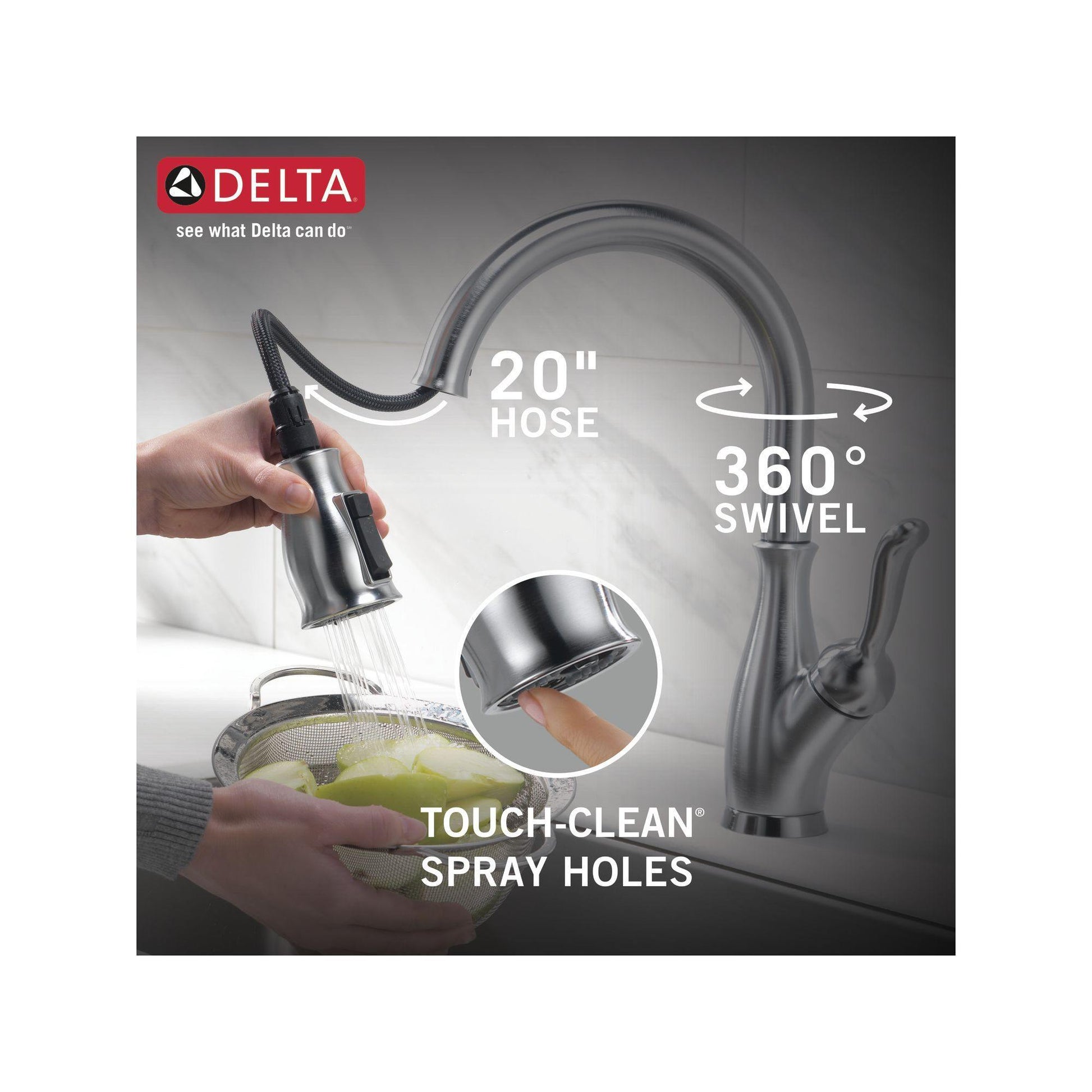 Delta 9178-AR-DST Leland Single Handle Pull-Down Kitchen Faucet - Arctic Stainless 