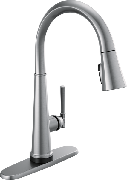 Delta 9182T-AR-PR-DST Emmeline Single-Handle Pull-Down Sprayer Kitchen Faucet with Touch2O and ShieldSpray in Lumicoat Arctic Stainless | Plumbers Center