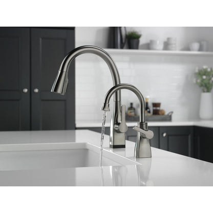 Delta 1940-KS-DST Contemporary Square 1-Handle Deck Mounted Beverage Faucet for Cold water in Black Stainless 