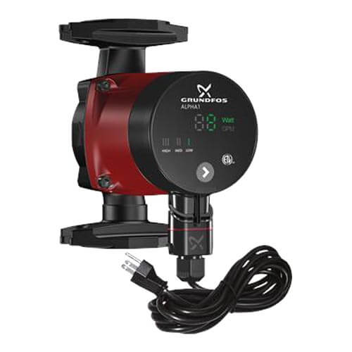 Grundfos 99285998 - Alpha1 15-55F/LC Variable Speed Cast Iron Circulator Pump with IFC, Line Cord, 150 PSI, 1/16 HP, 115V (1-1/2" Flanged End Connection) | Plumbers Center