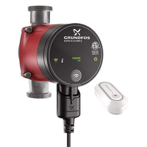 Grundfos 99472724 - ALPHA 15-55 HWR-D Stainless Steel Circulator Pump with Push Button, Wifi Enabled, 115V, 1-1/4" Union Connection | Plumbers Center