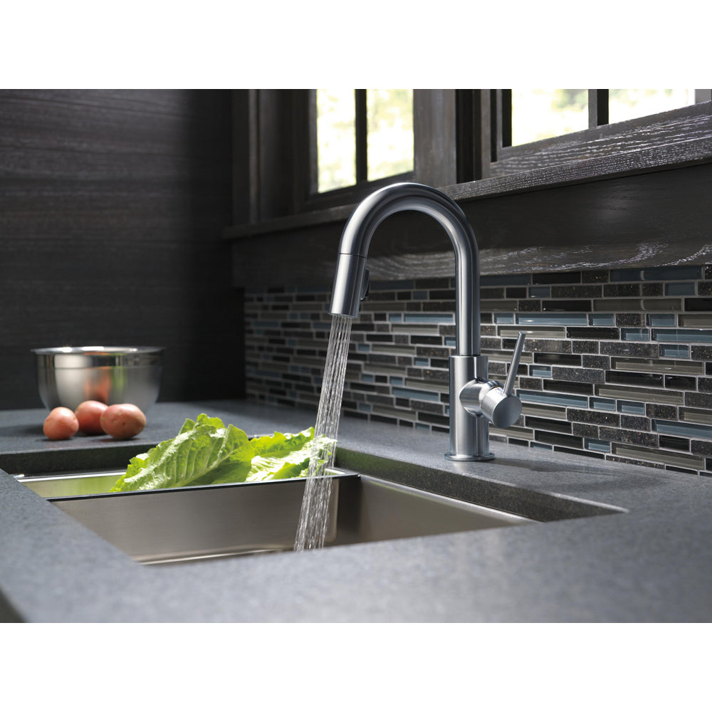 Delta 9959-AR-DST TRINSIC® 1-Handle Bar Faucet with Pull-Down Spray in Arctic Stainless 