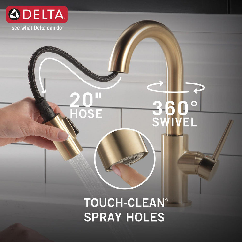 Delta 9959-CZ-DST Trinsic® 1-Handle Bar Faucet with Pull-Down Sprayer, Champagne Bronze 