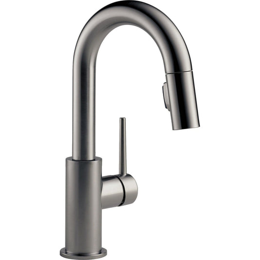 Delta 9959-KS-DST Trinsic 1-Handle Bar Faucet with Pull-Down Sprayer - Black Stainless | Plumbers Center