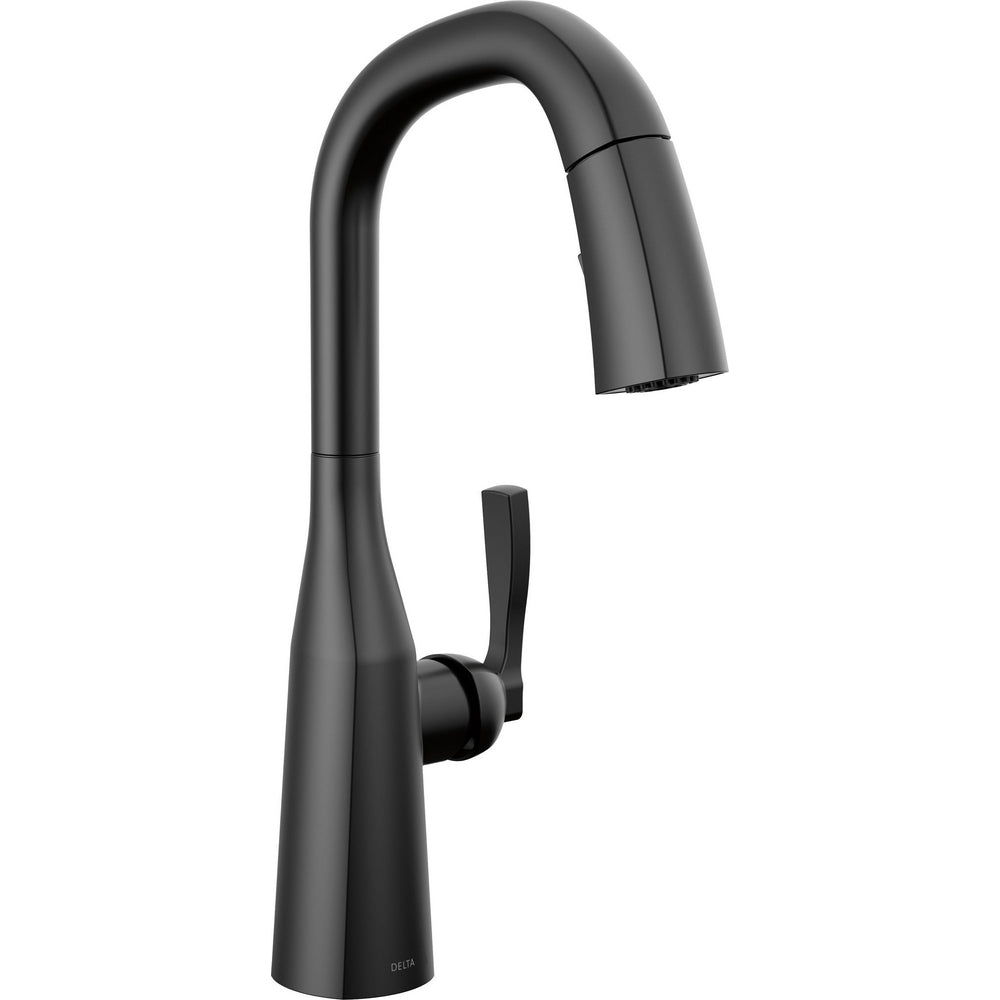 Delta 9976-BL-DST Stryke Single Handle Bar Faucet with Pulldown Sprayer in Matte Black Finish | Plumbers Center