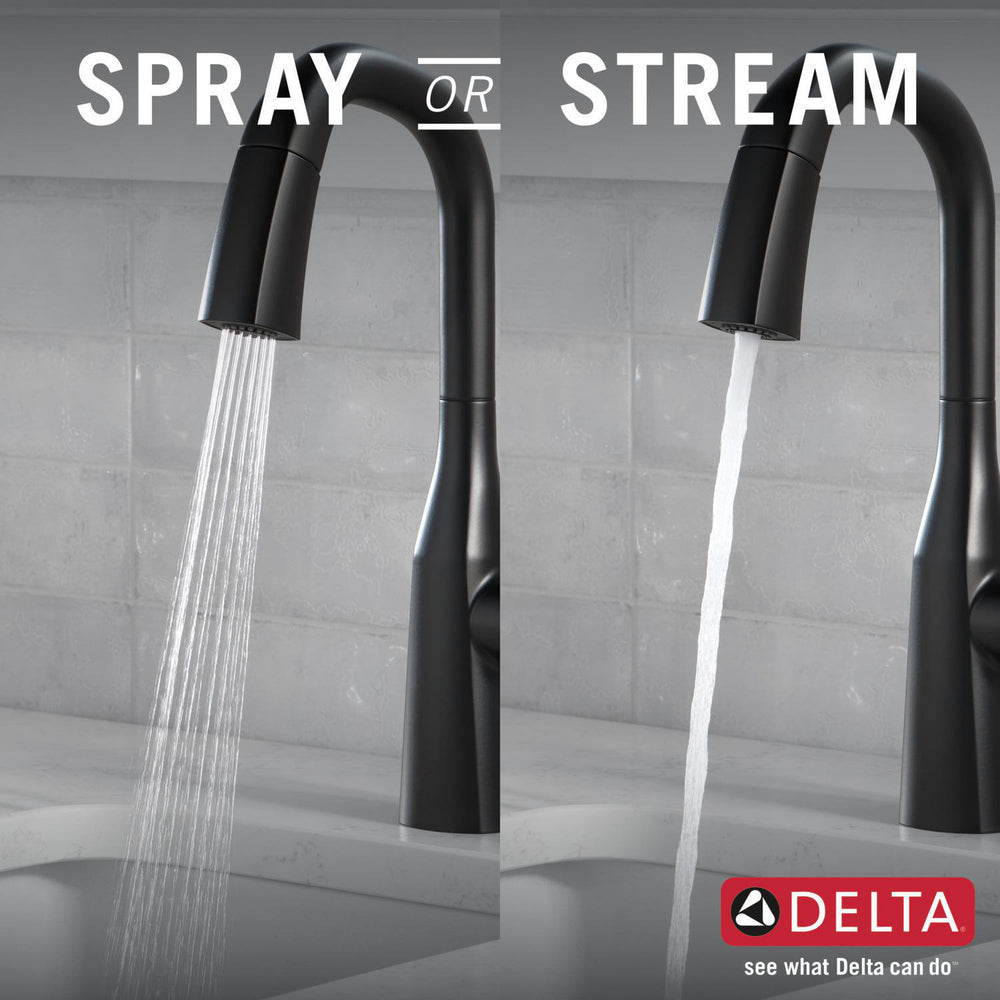 Delta 9976-BL-DST Stryke Single Handle Bar Faucet with Pulldown Sprayer in Matte Black Finish 