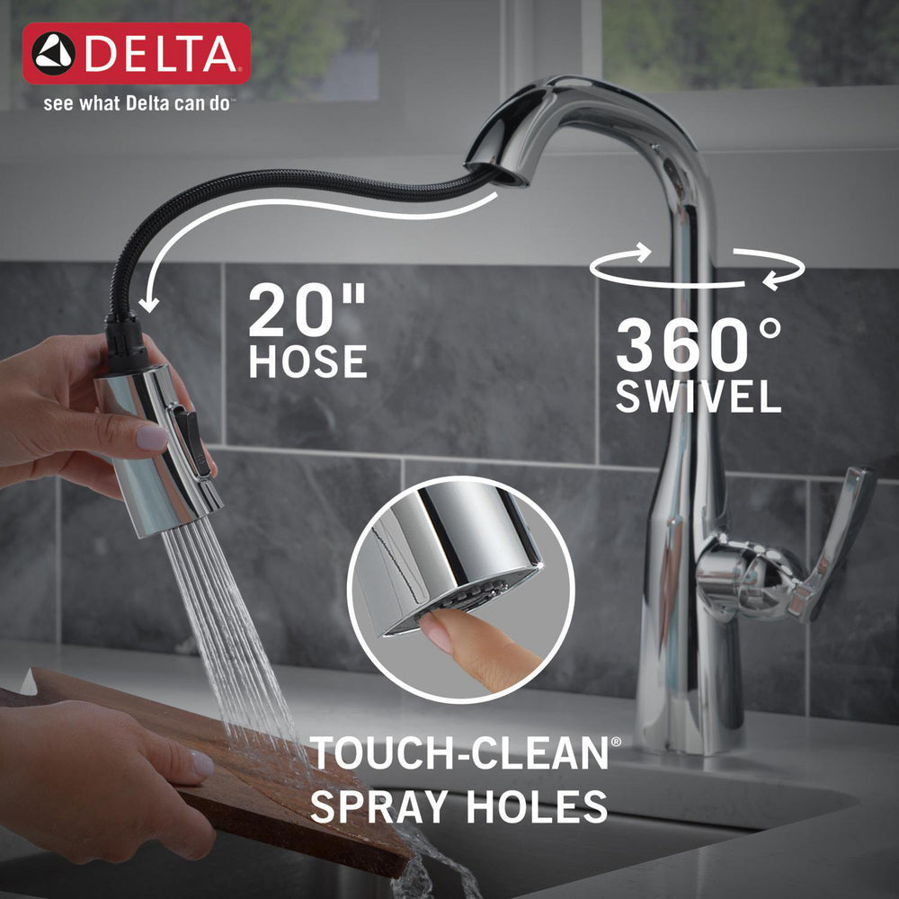 Delta 9976-PR-DST Stryke Single Handle Bar Faucet with Pulldown Sprayer in Chrome 