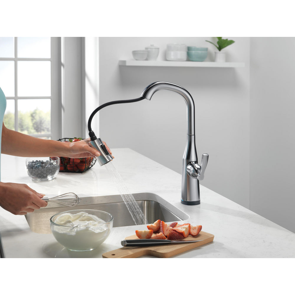 Delta 9976T-AR-PR-DST 1-Handle Bar/Prep Faucet with Touch 2O Technology and Pulldown Sprayer in Arctic Stainless Finish 