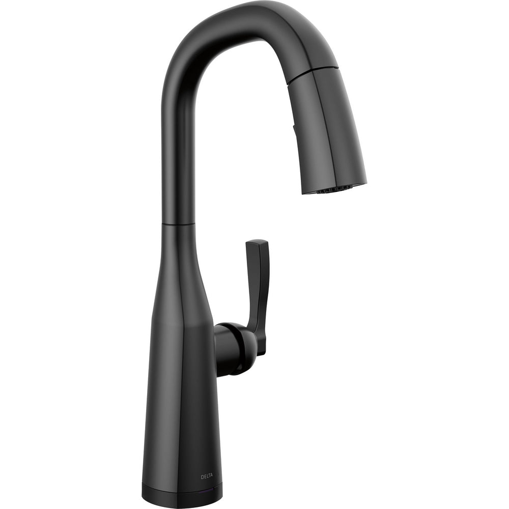 Delta 9976T-BL-DST 1-Handle Bar/Prep Faucet with Touch 2O Technology and Pulldown Sprayer in Matte Black | Plumbers Center