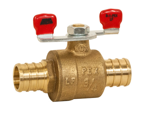 Ma-Stewart B-1-PEX 3/4" PEX Brass MAS Reduced Port Ball Valve 400 PSI WOG Wing Handle - 013-50073 | Plumbers Center