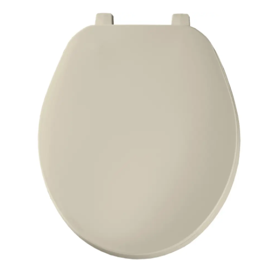 Bemis 70 006 Residential Traditional Round Plastic Toilet Seat with Cover in Bone Color 