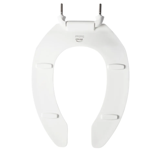 Bemis 2155SSCT-000 Commercial Elongated Open Front Toilet Seat with STA-TITE Commercial Fastening System Never Loosens and Stainless Steel Hinges in White 