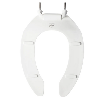 Bemis 2155SSCT-000 Commercial Elongated Open Front Toilet Seat with STA-TITE Commercial Fastening System Never Loosens and Stainless Steel Hinges in White 