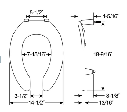 Bemis 3L2155T 000 Commercial Medic-Aid Elongated Plastic Raised Open Front Toilet Seat with 3-Inch Lift in White 