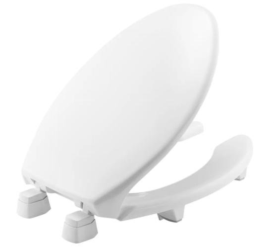 Bemis 2L2150T 000 White Medic-Aid 2" Lift Elongated Open Front Plastic Toilet Seat, Never Loosens with Extra Stability | Plumbers Center