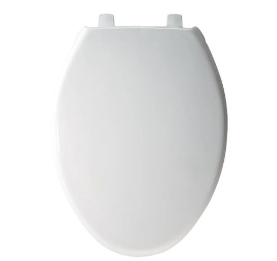 Bemis 7850TDG 000 Commercial Elongated Open Front Hospitality Plastic Toilet Seat With Cover and STA-TITE Hinges in White 