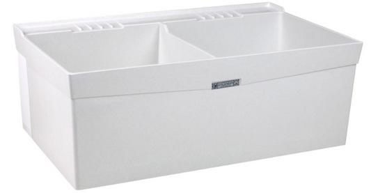 Mustee 26W 40" Durastone Wall Mounted Double Laundry Sink in White 