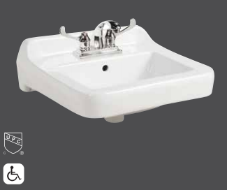 Contrac 4640BHZ Carmin Wall Mounted 4" Center Bathroom Sink - White  | Plumbers Center