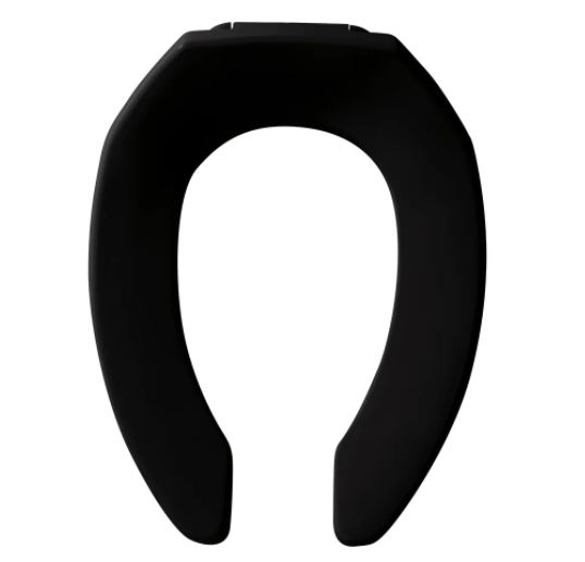 Bemis 1955CT 047 Black Elongated Open Front Plastic Toilet Seat Less Cover with STA-TITE Commercial Fastening System Never Loosens | Plumbers Center