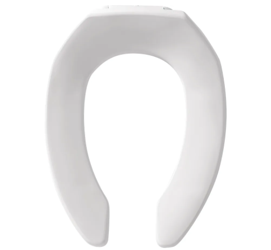 Bemis 1955CT 020 Commercial Elongated Open Front Plastic Toilet Seat Less Cover with STA-TITE Commercial Fastening System Never Loosens in White | Plumbers Center