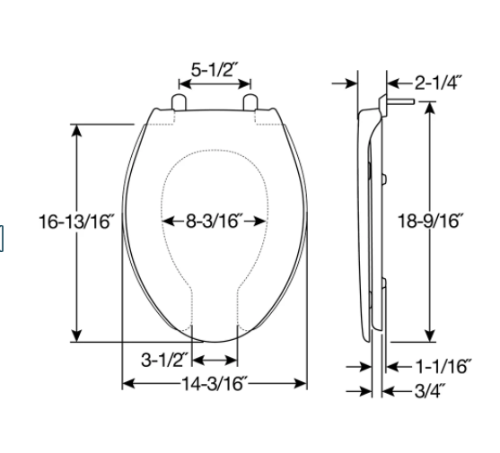 Bemis 1950SS 000 Commercial Elongated Heavy Duty Plastic Toilet Seat in White 