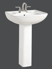 Contrac 4343DMX Caprice Pedestal Sink Top, Center Hole, 4" Centers - White 