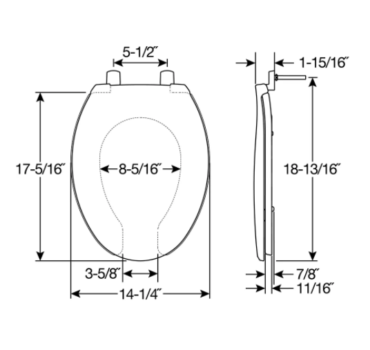 Bemis 7650TDG 000 Commercial Elongated Open-Front Toilet Seat with DuraGuard and STA-TITE® Commercial Fastening System 