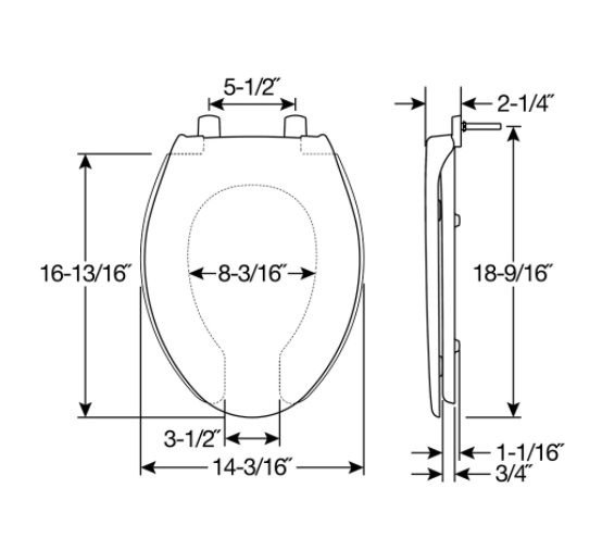 Bemis 7850TDG 000 Commercial Elongated Open Front Hospitality Plastic Toilet Seat With Cover and STA-TITE Hinges in White 