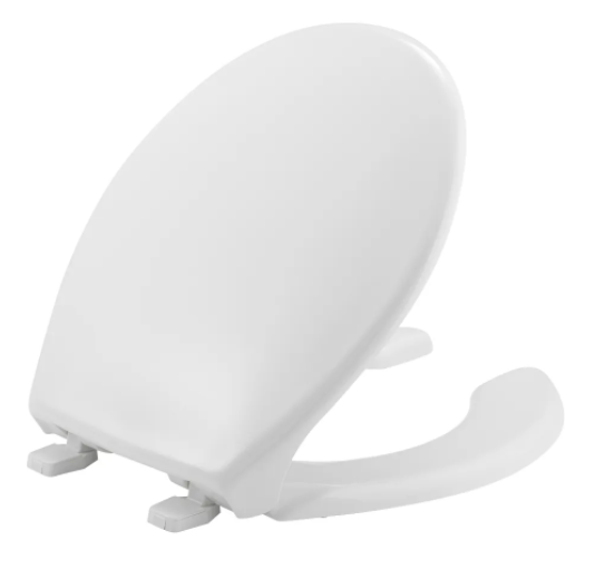 Bemis 950-000 Round Open Front Plastic Toilet Seat with Cover for Commercial Application in White | Plumbers Center