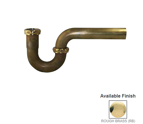 OS&B 111BRBLF 1-1/4, 17 Gauge Rough Brass Tubular Sink P-TRAP | Plumbers Center