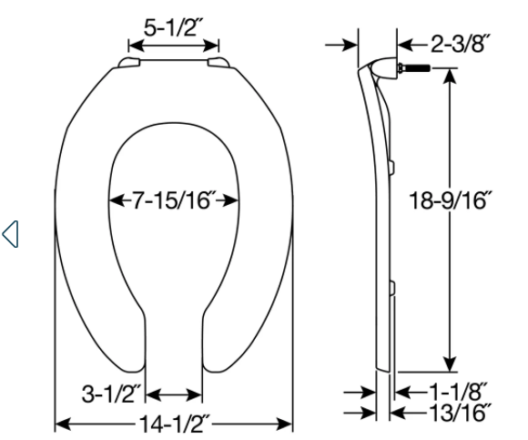 Bemis Olsonite 10SSCT 000 White Elongated Open Front Plastic Toilet Seat, Never Loosens 