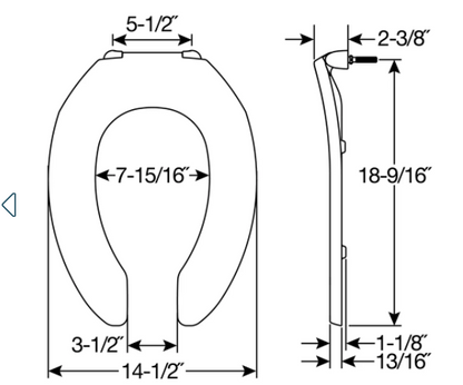 Bemis Olsonite 10SSCT 000 White Elongated Open Front Plastic Toilet Seat, Never Loosens 