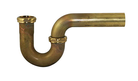 OS&B 114BRBLF - 11/2" Tubular Rough Brass Sink P-Trap, 20 Gauge