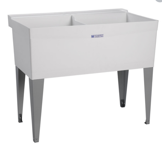 Mustee 27F 40" Double Floor Mounted Laundry Sink in White 